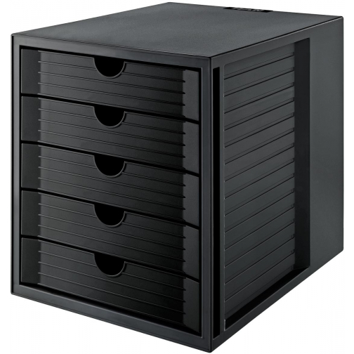 Han bloc à tiroirs Systembox Karma, avec 5 tiroirs fermés, éco-noir