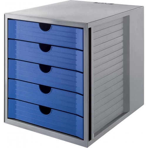 Han bloc à tiroirs Systembox Karma, avec 5 tiroirs fermés, éco-bleu