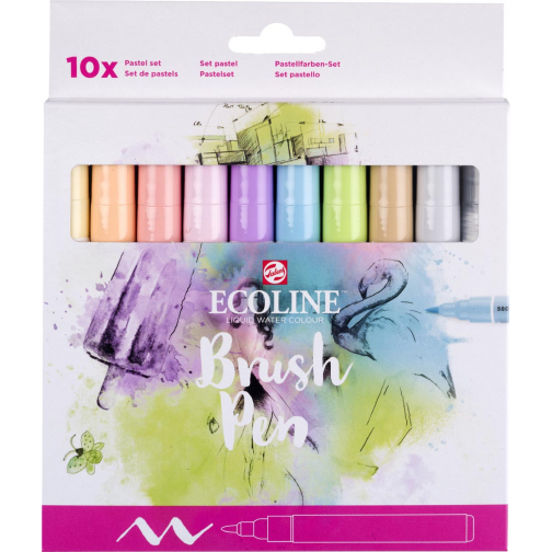 Talens Ecoline Brush pen, étui de 10 pièces en couleurs pastel
