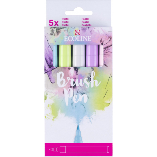 Talens Ecoline Brush pen, étui de 5 pièces en couleurs pastel