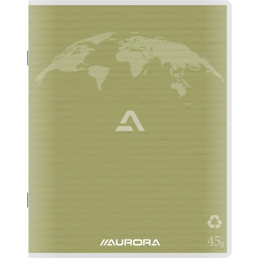 Aurora Writing 60 cahier de brouillon en papier recyclé, 96 pages, ligné, vert mousse
