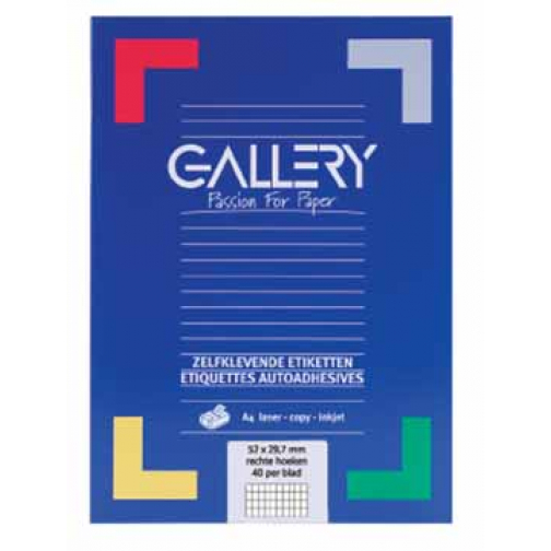 Gallery étiquettes blanches ft 52,5 x 29,7 mm (l x h), coins carrés, 40 par feuille