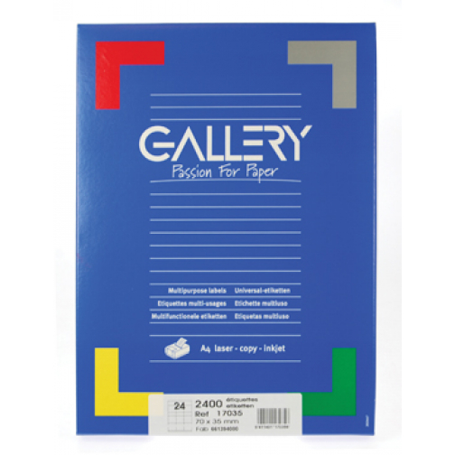 Gallery étiquettes blanches ft 70 x 35 mm (l x h), coins carrés, 24 par feuille