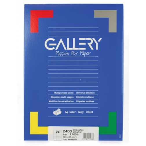 Gallery étiquettes blanches ft 70 x 36 mm (l x h), coins carrés, 24 par feuille