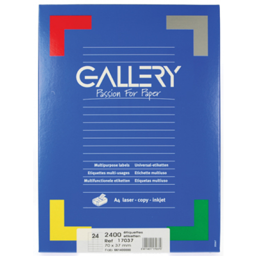 Gallery étiquettes blanches ft 70 x 37 mm (l x h), coins carrés, 24 par feuille