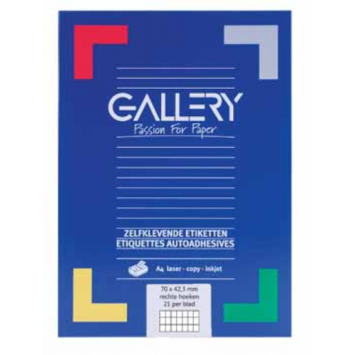 Gallery étiquettes blanches ft 70 x 42,3 mm (l x h), coins carrés, 21 par feuille