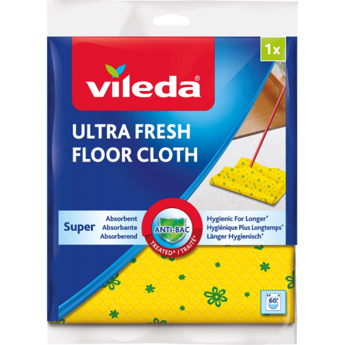 Vileda serpillière Ultra fresh, ft 50 x 60 cm, geel, paquet de 2 pièces