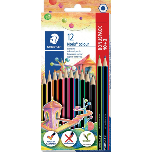 Staedtler Noris colour crayons de couleur, blister de 10 + 2 gratuit