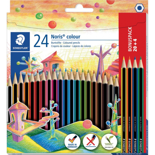 Staedtler Noris colour crayons de couleur, blister de 20 + 4 gratuit