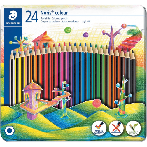 Staedler crayons de couleur Noris Colour, boîte en métal de 24 pièces