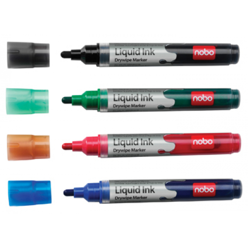 Nobo marqueur effaçable à sec Liquid Ink, couleurs assorties, 2 pièces