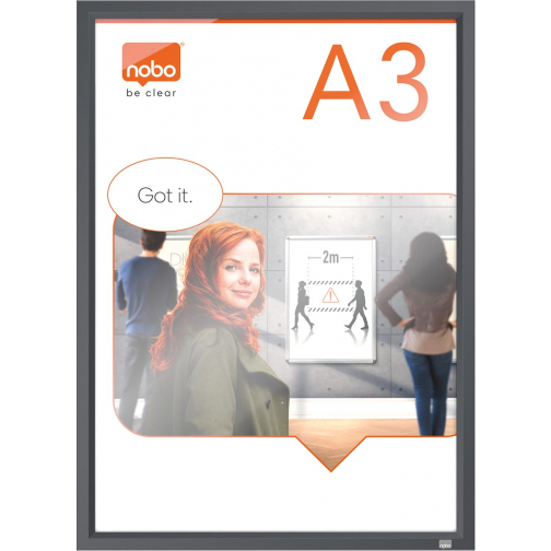 Nobo Impression Pro porte-affiche, ft A3, avec cadre gris