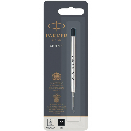 Parker Quink recharge pour stylo bille, pointe moyenne, noir, sous blister