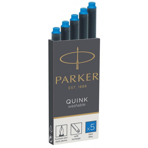 Parker Quink cartouches d'encre, bleu roi, boîte de 5 pièces