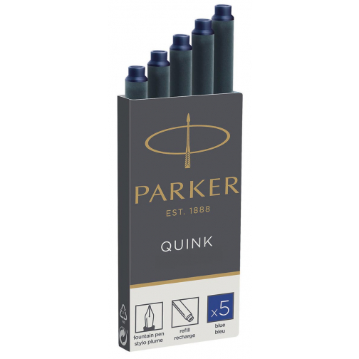 Parker Quink cartouches d'encre, permanent bleu, boîte de 5 pièces