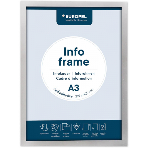 Europel cadre auto-collant ft A3, argent, paquet de 2 pièces