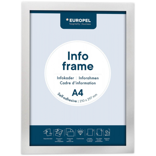 Europel cadre auto-collant ft A4, argent, paquet de 2 pièces