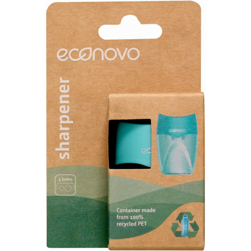 Econovo taille-crayon, avec réservoir, 2 trous, bleu, sous blister