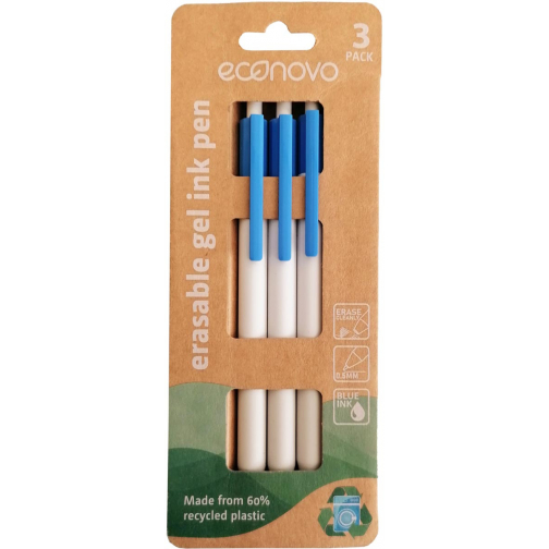 Econovo roller à encre gel, 0,5 mm, blister de 3 pièces, bleu