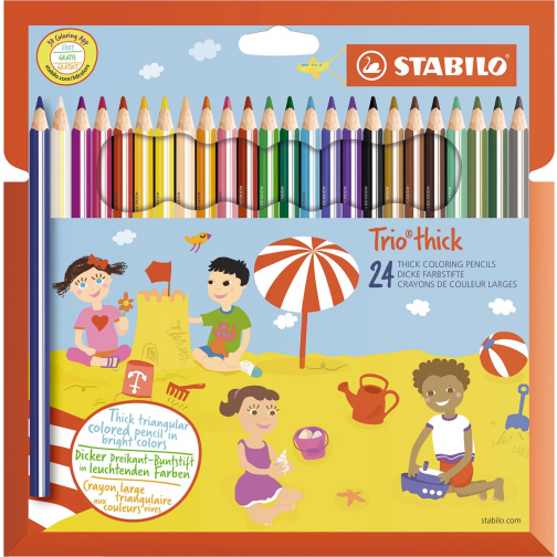 STABILO Trio thick crayon de couleur, étui de 24 pièces, assorti