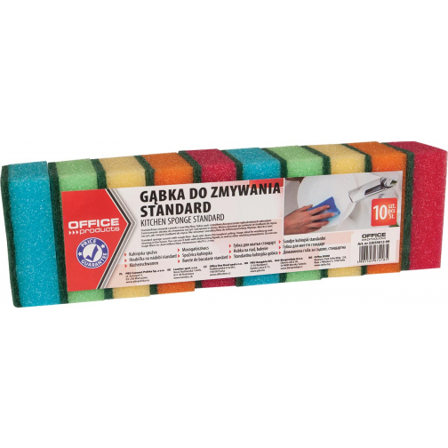 OFFICE products éponge à récurer, ft 4,6 x 7,4 cm, paquet de 10 pièces en couleurs assorties