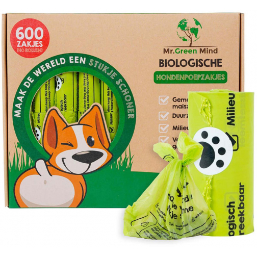 Mr. Green Mind sacs à déjections canines Bio, vert, boite de 600 pièces