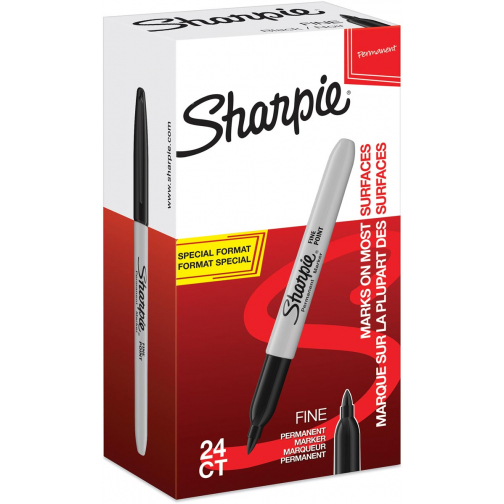 Sharpie marqueur permanente, fin, value pack de 24 pièces (20 + 4 gratuites), noir
