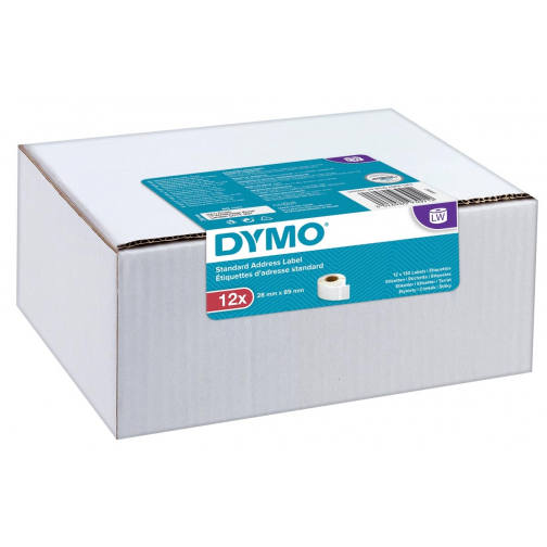 Dymo Value Pack: étiquettes LabelWriter ft 89 x 28 mm, blanc, boîte de 12 x 130 étiquettes