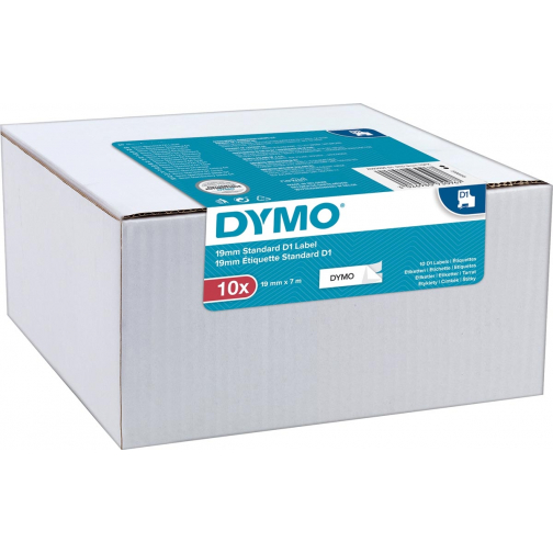 Dymo D1 ruban 9 mm, noir sur blanc, paquet de 10 pièces