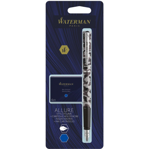 Waterman stylo plume Allure camouflage pointe fine, 6 cartouches d'encre incluses, sous blister