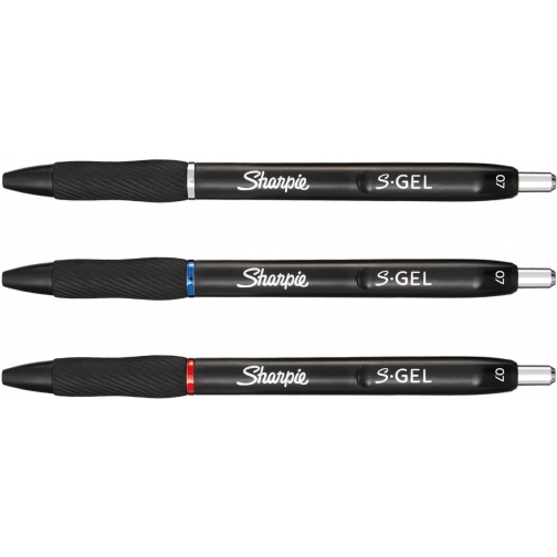 Sharpie S-gel roller, pointe moyenne, blister de 3 pièces, bleu
