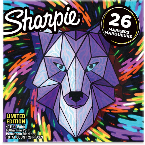 Sharpie marqueur permanent Wolf Pack, fine, blister de 26 pièces, assorti