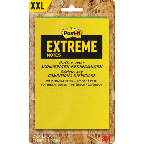 Post-it® Extreme Notes, ft 114 mm x 171 mm, 2 blocs de 25 feuilles, couleurs assorties