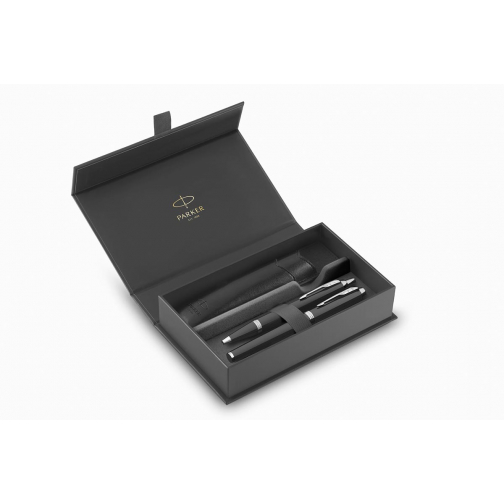 Parker IM stylo plume et stylo à bille, duoset, coffret cadeau et etui, noir