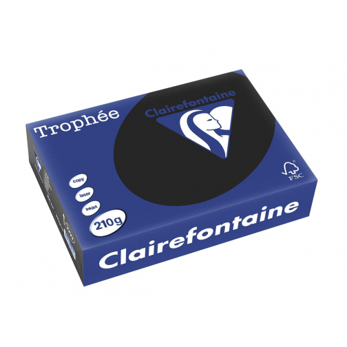 Clairefontaine Trophée Pastel, papier couleur, A4, 210 g, 250 feuilles, zwart