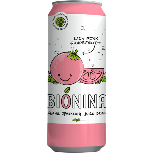 Bionina Lady Pink Grapefruit, canette de 33 cl, paquet de 12 pièces