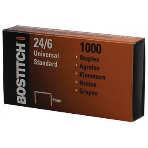 Bostitch agrafes 24-6-1MGAL, 6 mm, boîte de 1000 agrafes