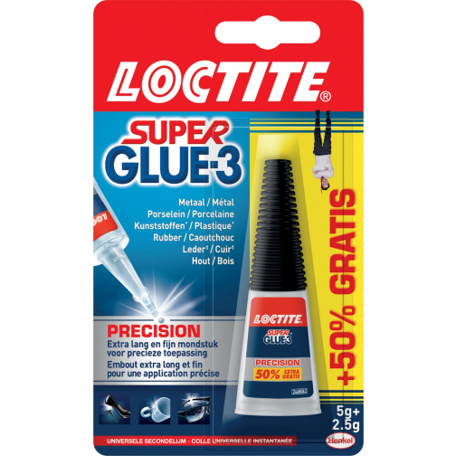 Loctite colle instantanée Super Glue Precision, 5 g + 50 % gratuit, sous blister