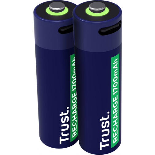 Trust piles rechargeables USB-C AA, blister 2 pièces