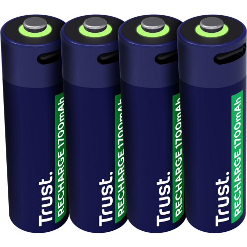 Trust piles rechargeables USB-C AA, blister 4 pièces