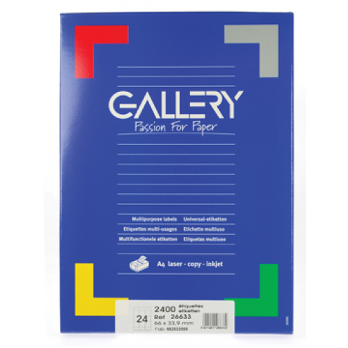 Gallery étiquettes blanches ft 66 x 33,9 mm (l x h), coins arrondis, 24 par feuille
