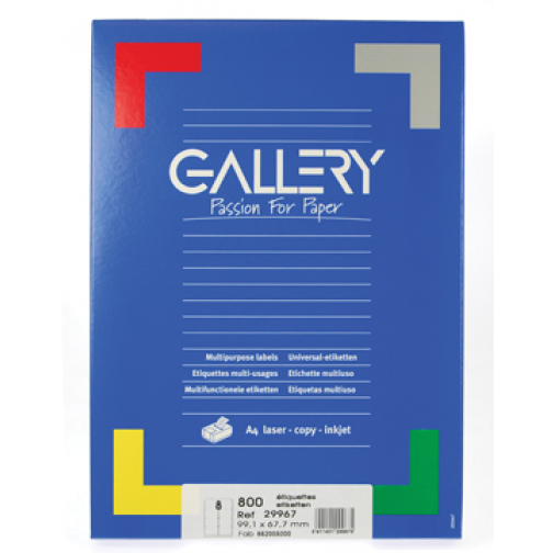 Gallery étiquettes blanches ft 99,1 x 67,7 mm (l x h), coins arrondis, 8 par feuille
