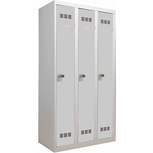 Vestiaire industrie propre, 3 portes, ft 180 x 90 cm, gris