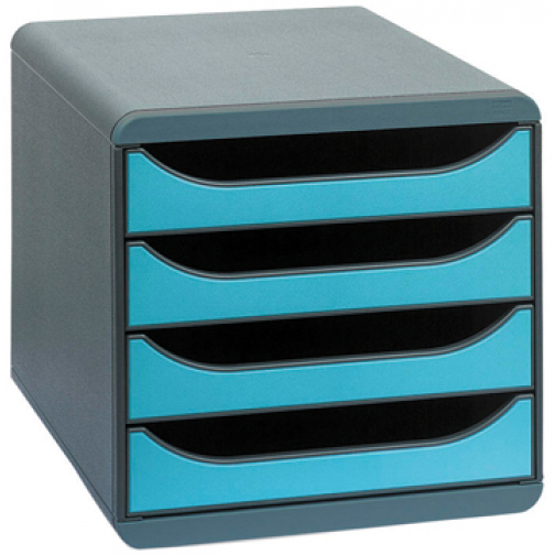Exacompta bloc à tiroirs Big Box Classic, gris souris/turquoise
