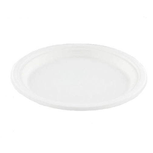 Conpax assiette, 23 cm, bagasse, blanc, paquet de 50 pièces