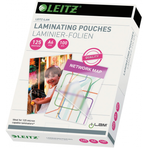 Leitz Ilam pochette à plastifier ft A6, 250 microns (2 x 125 microns), paquet de 100 pièces
