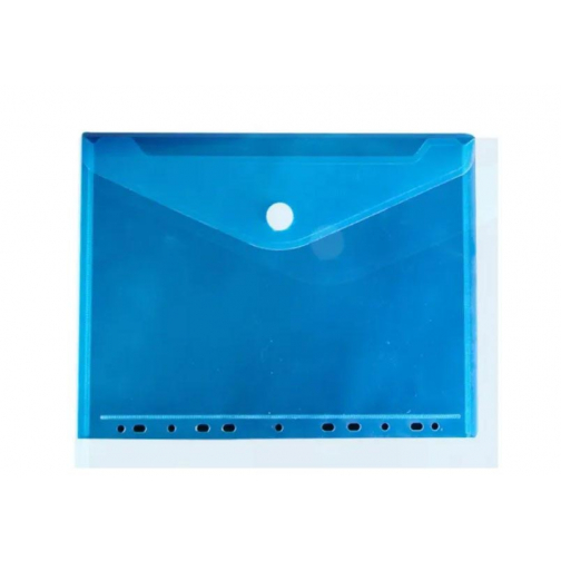 Pochette documents, fermeture velcro, ft A4, perforée, bleu, paquet de 10 pièces