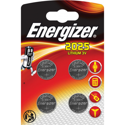 Energizer piles bouton lithium CR2025, blister de 4