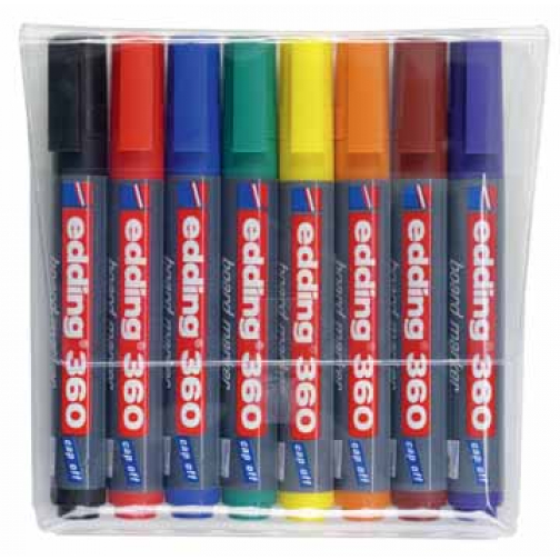 edding marqueur pour tableaux blancs 360, étui de 8 pièces en couleurs assorties