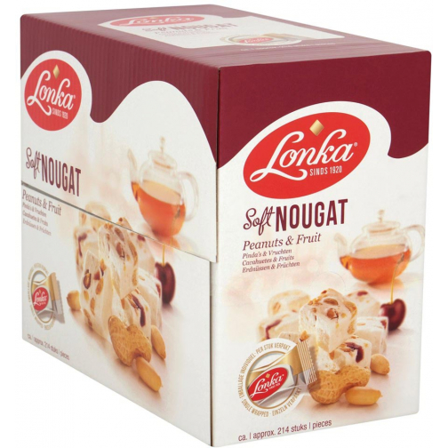 Lonka Nougat, emballé séparément, 12g, boîte de 214 pièces, cacahuète fruit